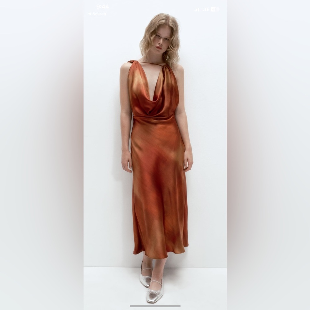 Satin Effect Print Dress